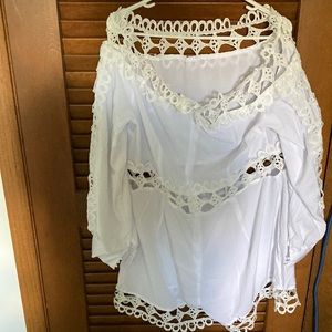 White cotton lattice cut romper size 2x
